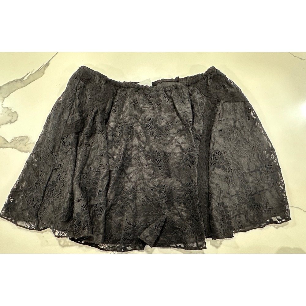 No Boundaries Black Floral Lace Mini Skirt Elastic Waist Lined Small 4-6